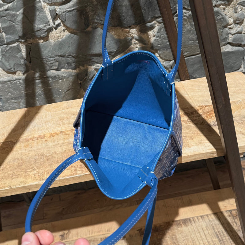 Goyard Blue Goyardine Mini Anjou Shoulder Bag