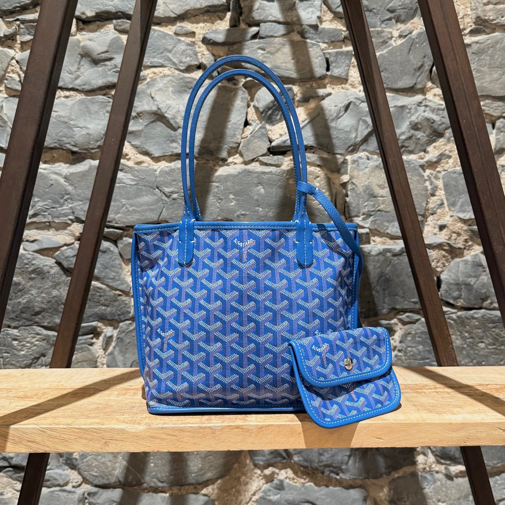 Goyard Blue Goyardine Mini Anjou Shoulder Bag
