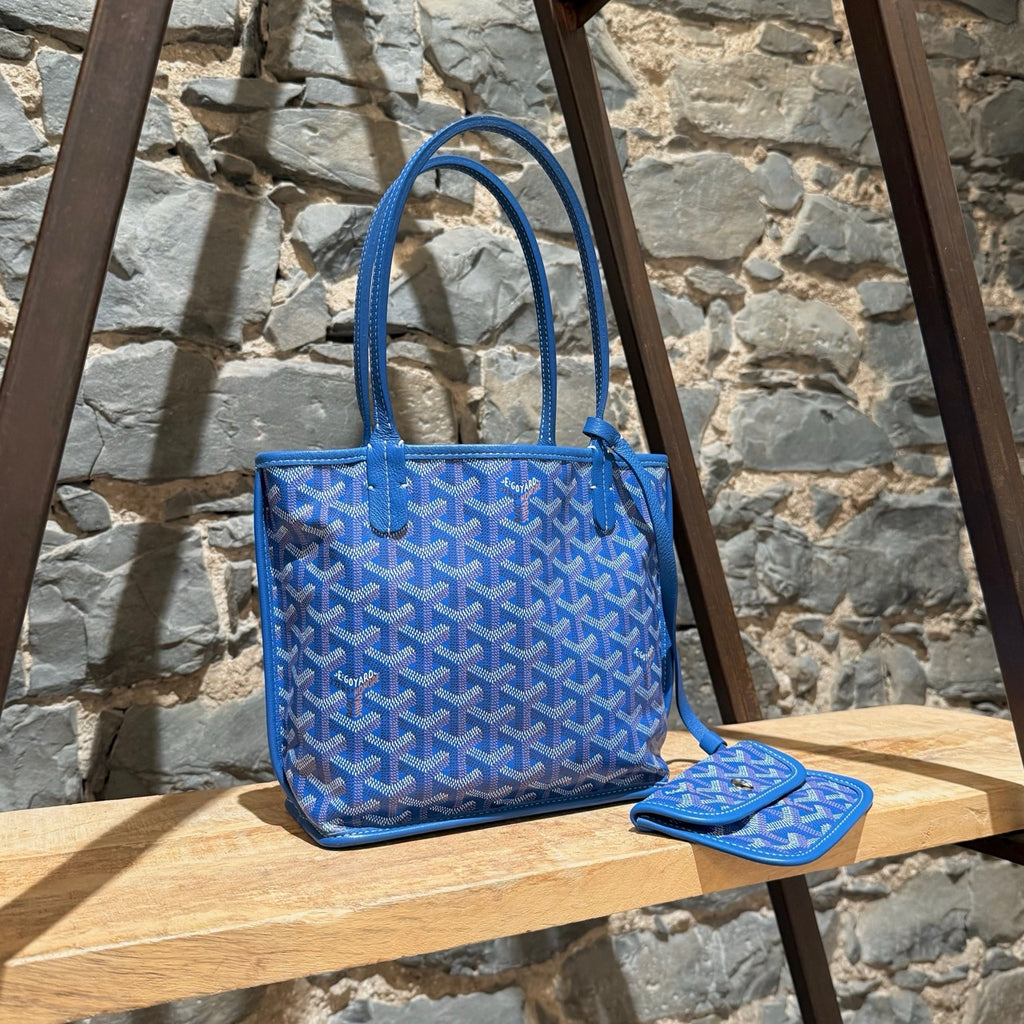 Goyard Blue Goyardine Mini Anjou Shoulder Bag
