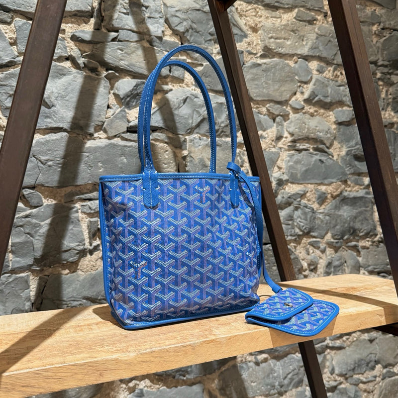 Goyard Blue Goyardine Mini Anjou Shoulder Bag