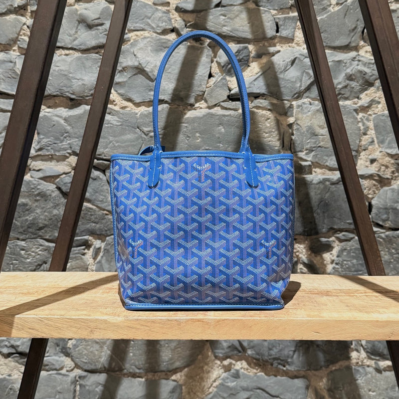 Goyard Blue Goyardine Mini Anjou Shoulder Bag