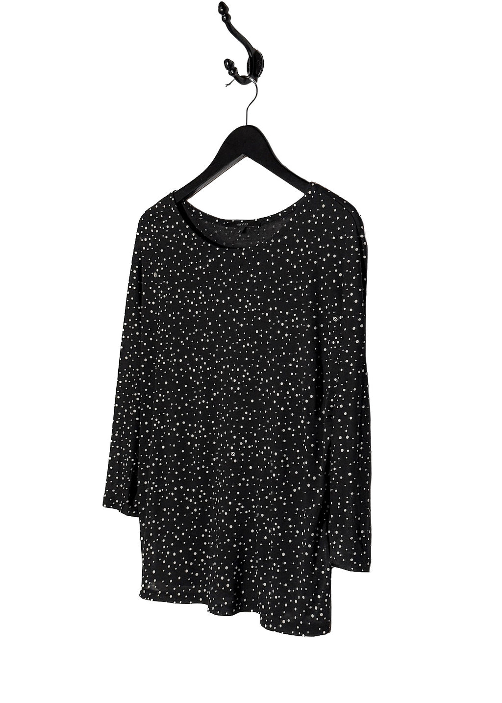 Side front view of Gucci 2011 Black Polka Dots Cropped Sleeves Top