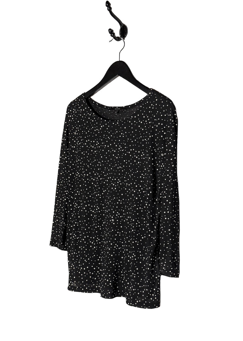 Side front view of Gucci 2011 Black Polka Dots Cropped Sleeves Top