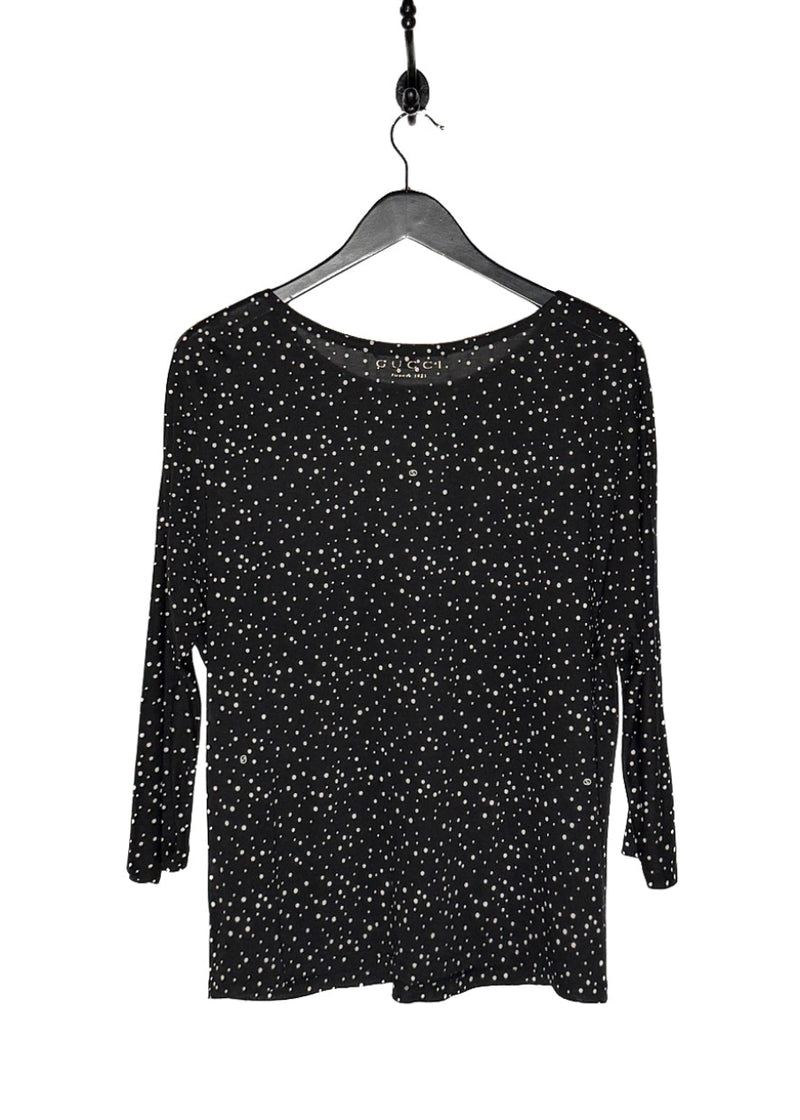 Back view of Gucci 2011 Black Polka Dots Cropped Sleeves Top