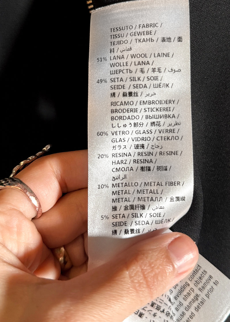 Labels of Gucci 2016 Embellished Bow Ruffled Sleeves Black Mini Dress