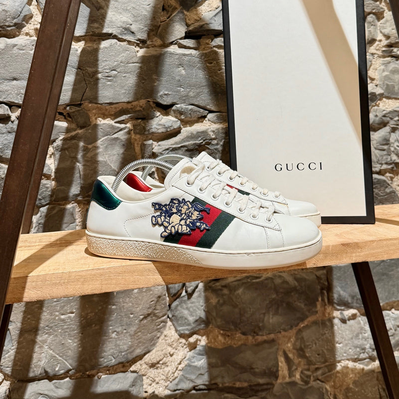 Main photo of Gucci 3 Little Pigs Embroidered Ace White Leather Sneakers