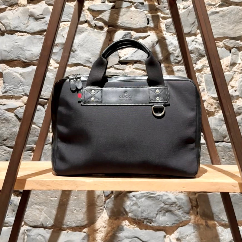 Main photo of Gucci Black Canvas Leather Sherry Line Business Bag