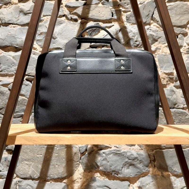 Back view of Gucci Black Canvas Leather Sherry Line Business Bag