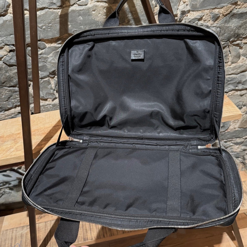 Gucci Black Canvas Leather Sherry Line Business Bag