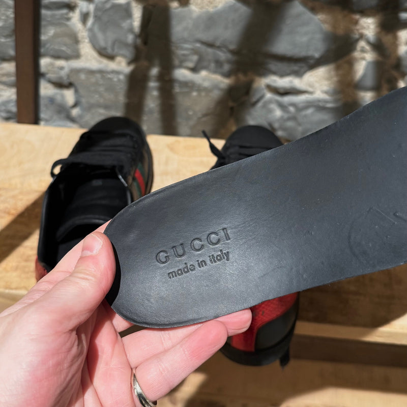 Gucci Black Leather Ace Low-top Sneakers