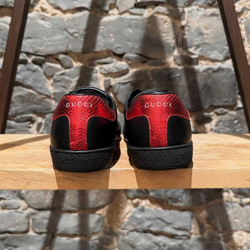 Gucci Black Leather Ace Low-top Sneakers