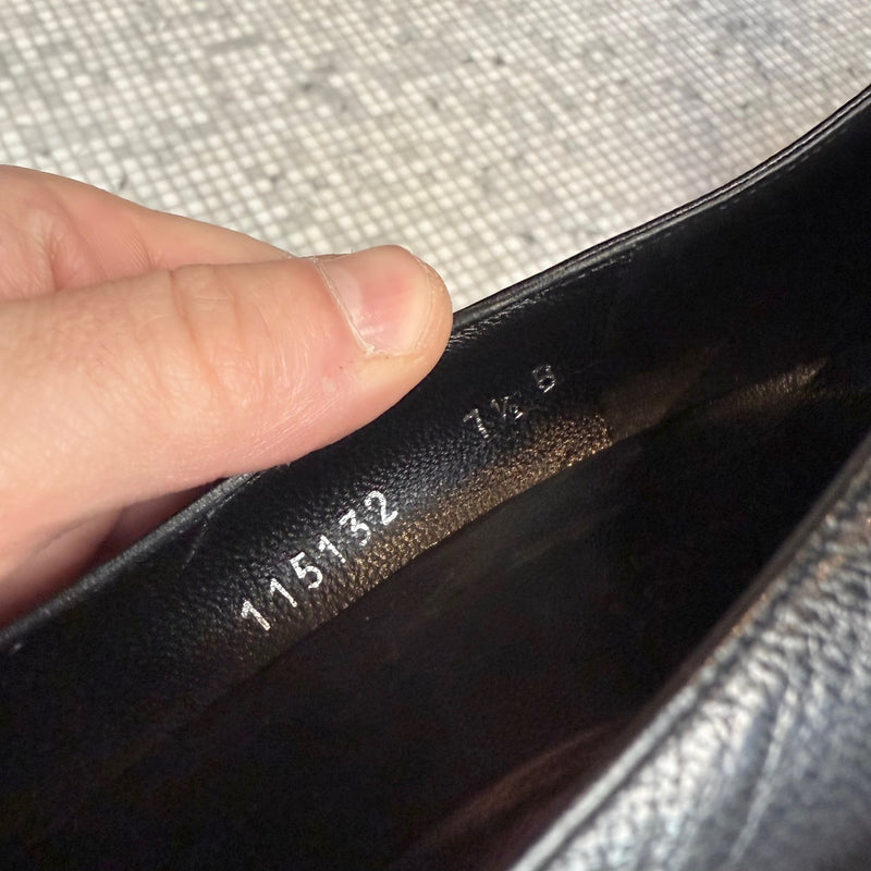 Gucci Black Leather Web Stripe Interlocking GG Pumps