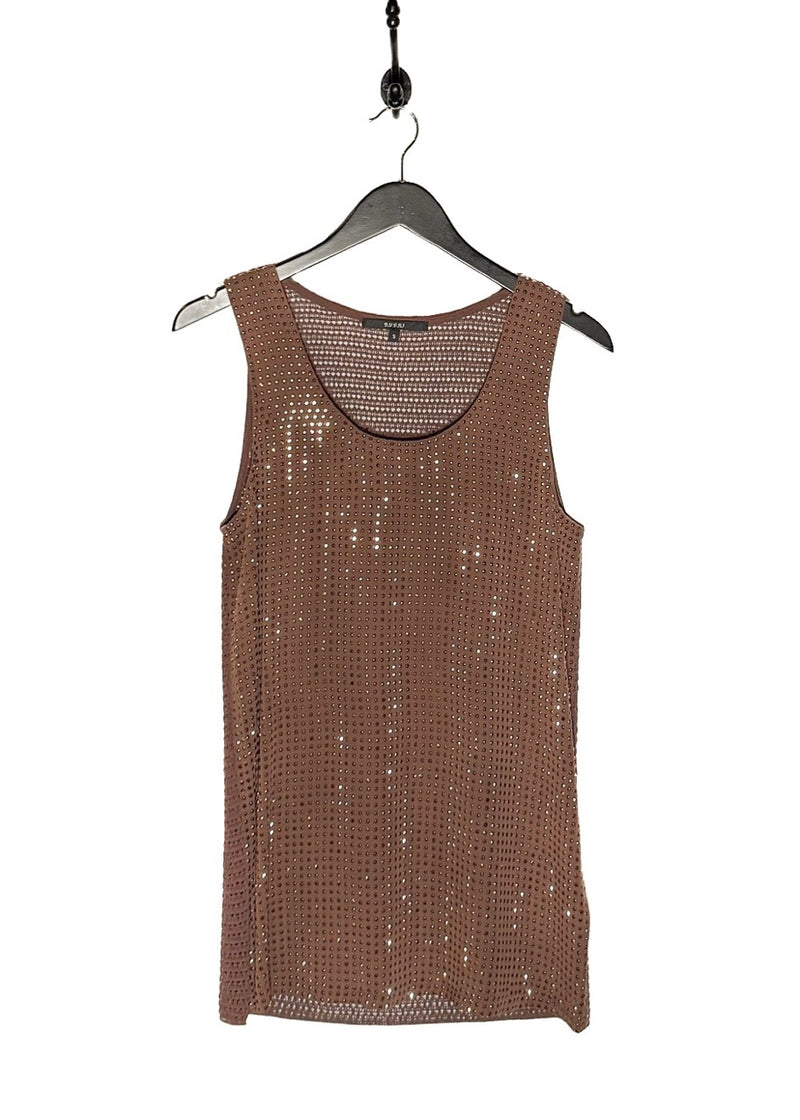 Main photo of Gucci Brown Metallic Studs Embellished Silk Tank Top