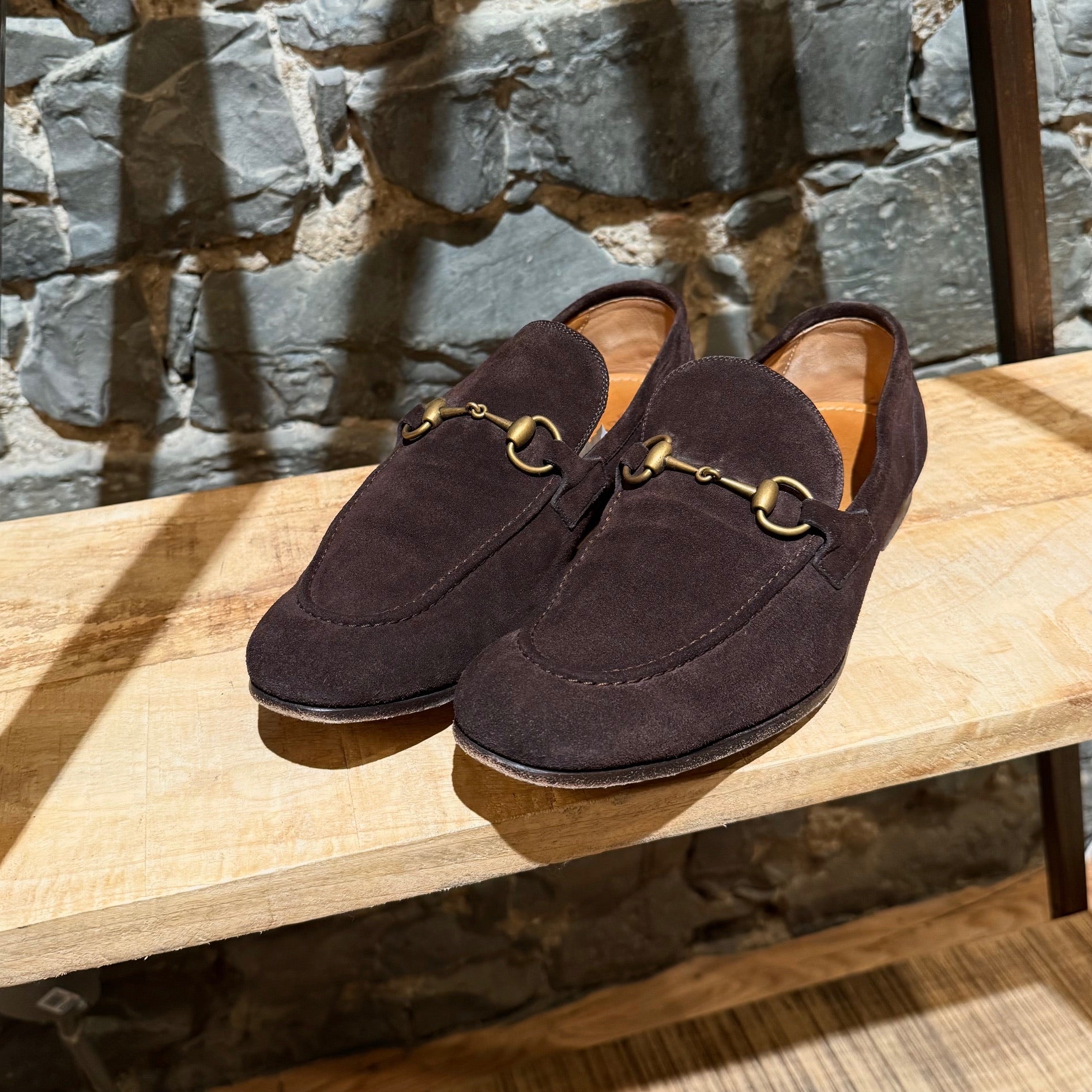 Gucci Dark Brown Suede Horsebit Loafers with Gold Hardware GUCCI - Loafers with Horsebit | Leam Roma - Luxury Shopping  main image 3