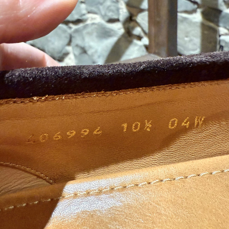 Serial number stamp of Gucci Brown Suede Horsebit Accent Jordaan Loafers