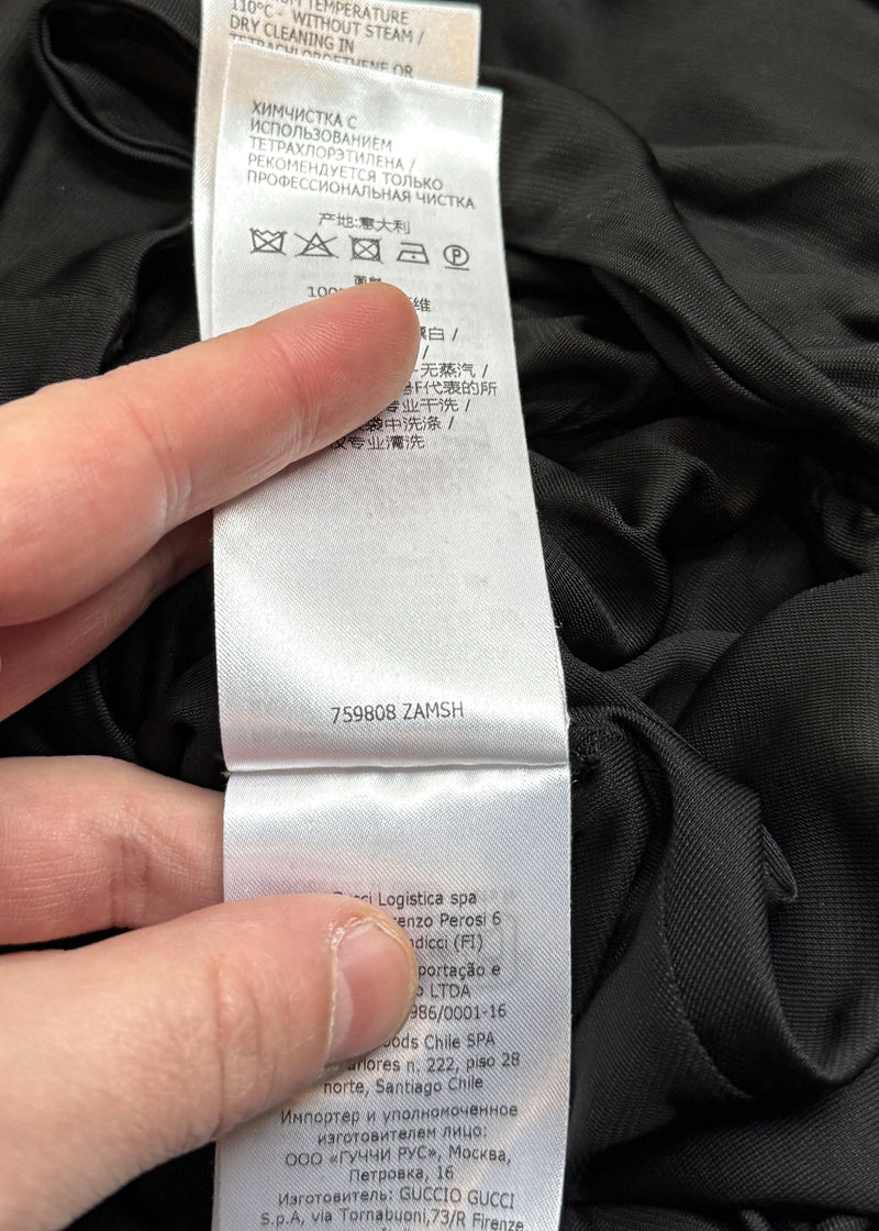 Gucci FW23 Black Gathered Viscose Jersey Long Sleeves Top