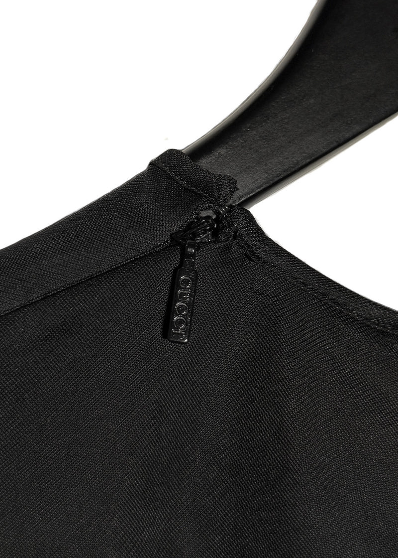 Gucci FW23 Black Gathered Viscose Jersey Long Sleeves Top