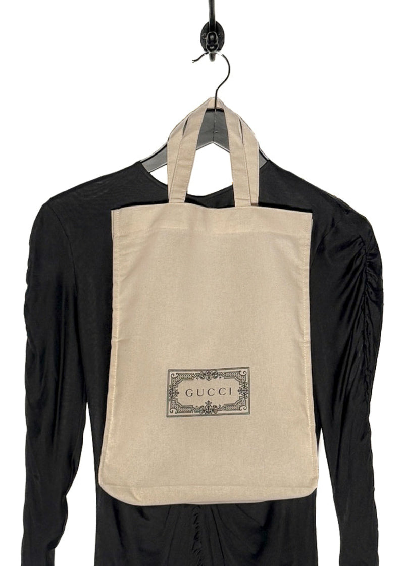 Gucci FW23 Black Gathered Viscose Jersey Long Sleeves Top