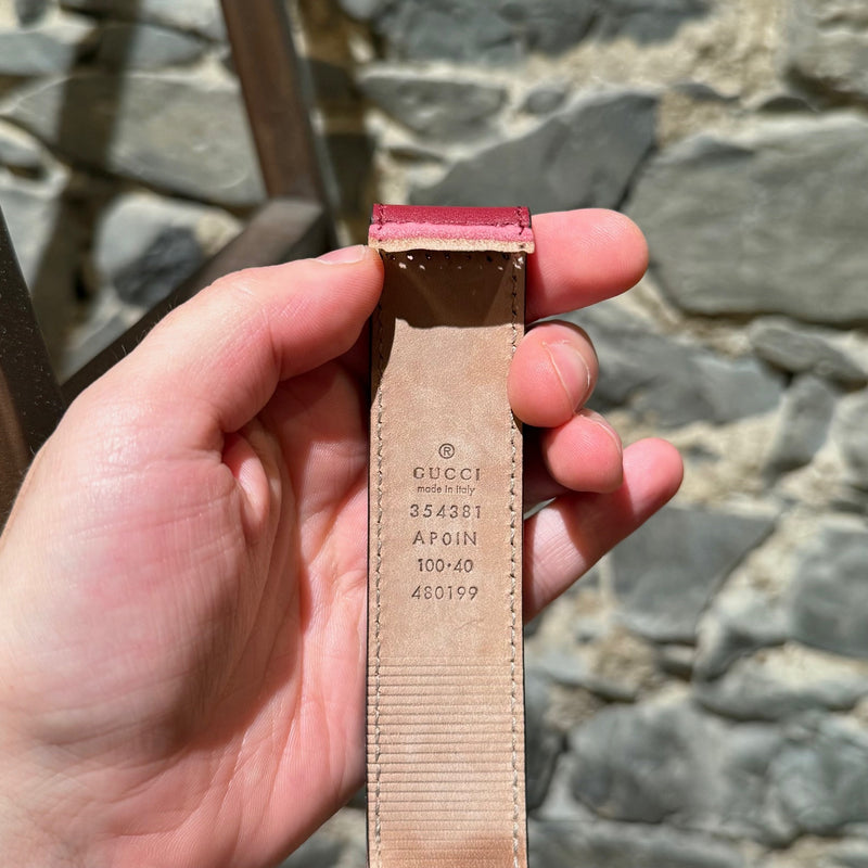 Stamps of Gucci GG Burgundy Leather Crystal GG Buckle Belt