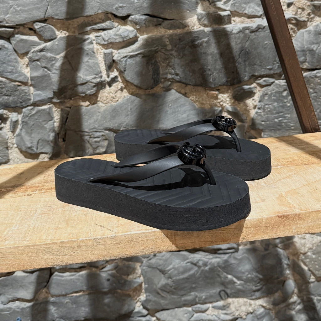 Gucci GG Chevron Platform Thong Sandals