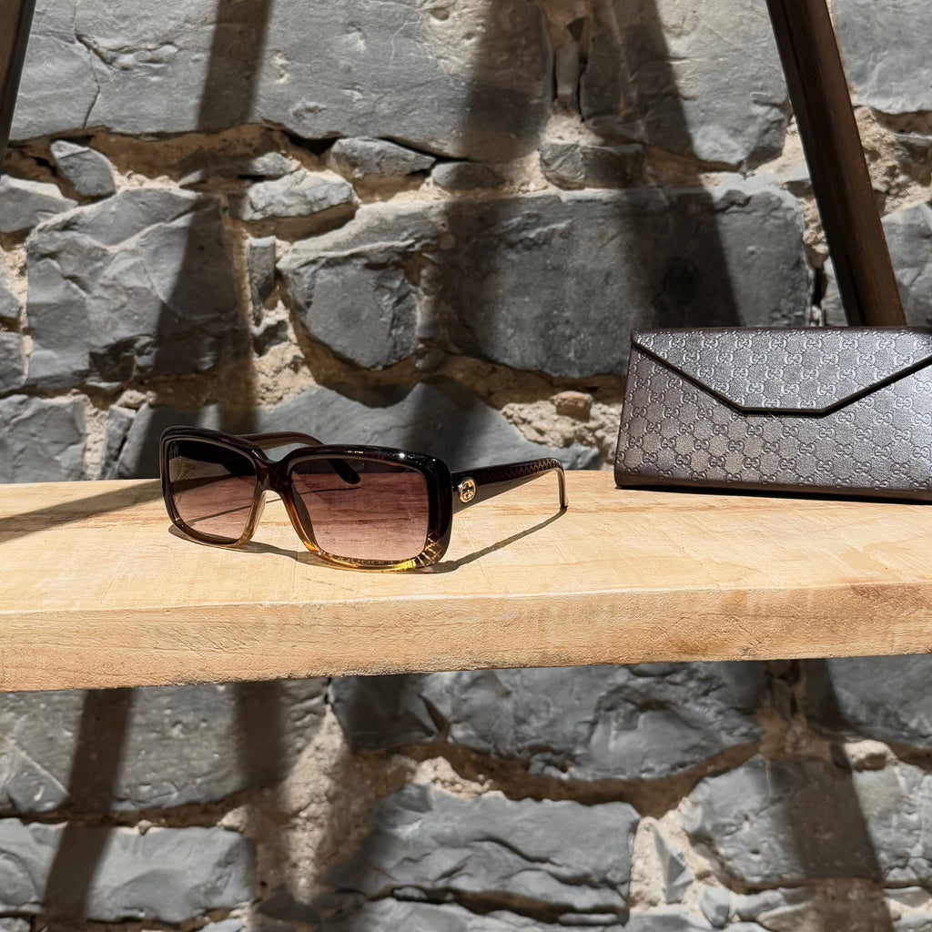 Lunettes de soleil rectangulaires Gucci GG3575 dégradées brunes Diamantissima