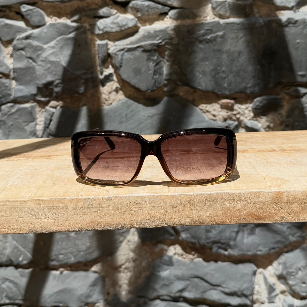 Lunettes de soleil rectangulaires Gucci GG3575 dégradées brunes Diamantissima
