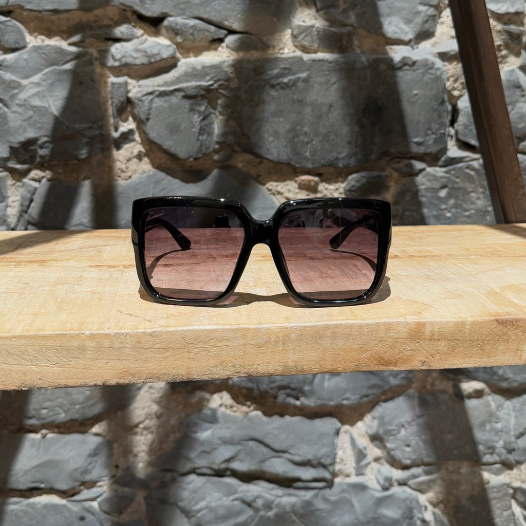 Front view of Gucci GG3727 Black Diamantissima Horsebit Oversized Square Sunglasses