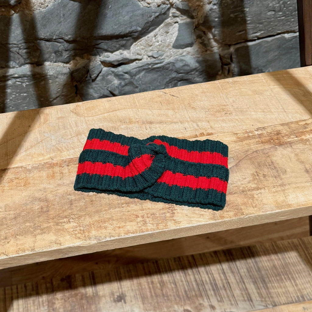 Main photo of Gucci Green Red Web Knit Headband