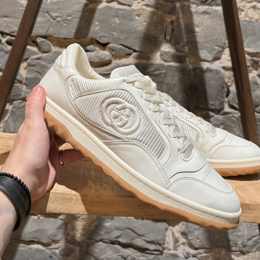 Branding on Gucci Ivory Leather MAC80 GG Embroidered Sneakers