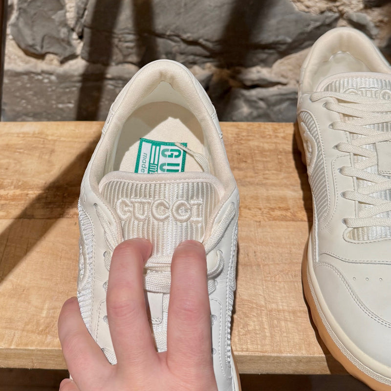 Branding on Gucci Ivory Leather MAC80 GG Embroidered Sneakers