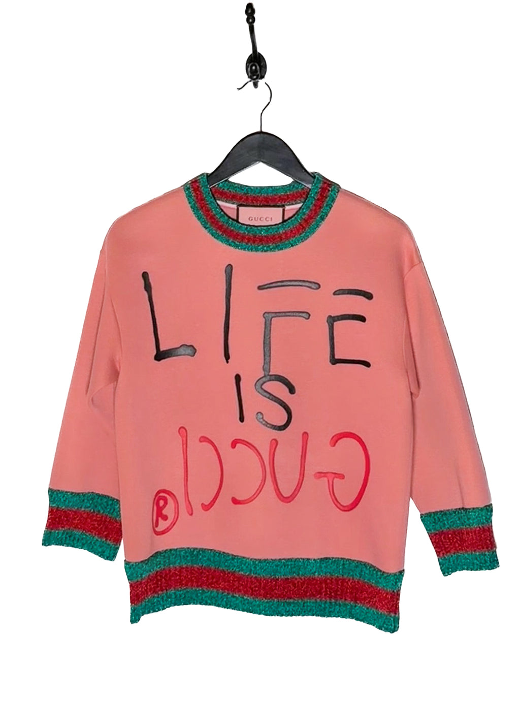 Main photo of Gucci "Life Is Gucci" Ghost Pink Cotton Sweatshirt