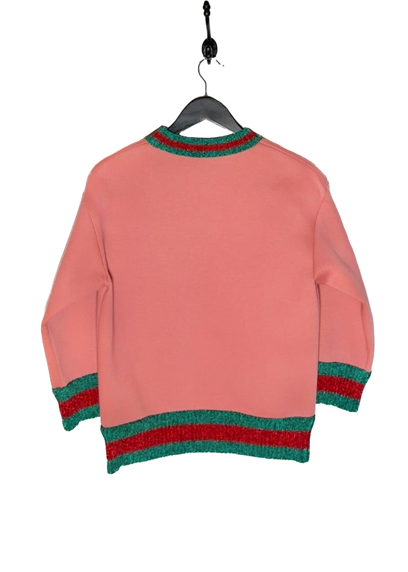 Back of Gucci "Life Is Gucci" Ghost Pink Cotton Sweatshirt