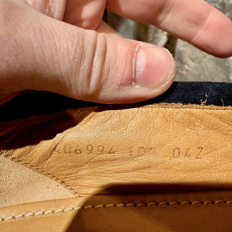 Serial number stamp of Gucci Navy Blue Suede Horsebit Accent Jordaan Loafers