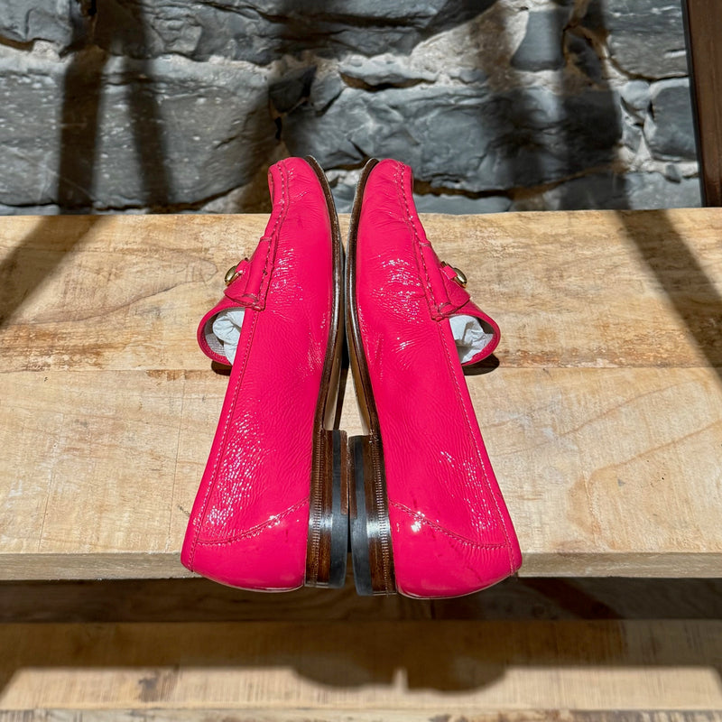 Gucci Shocking Pink Patent Leather Horsebit Loafers