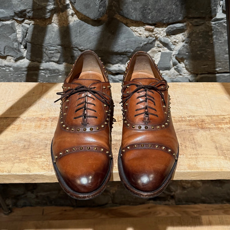 Top view of Gucci Studded Brown Leather Lace-up Shoes