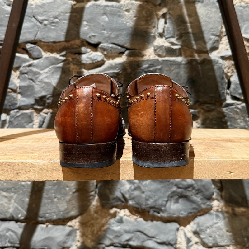 Back view of Gucci Studded Brown Leather Lace-up Shoes