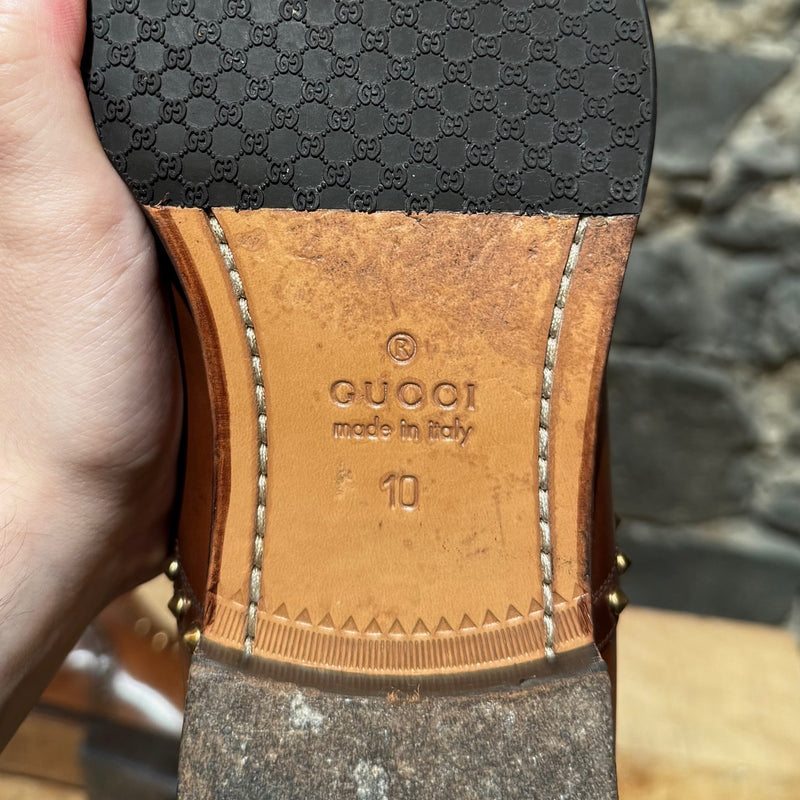 Stamps of Gucci Studded Brown Leather Lace-up Shoes