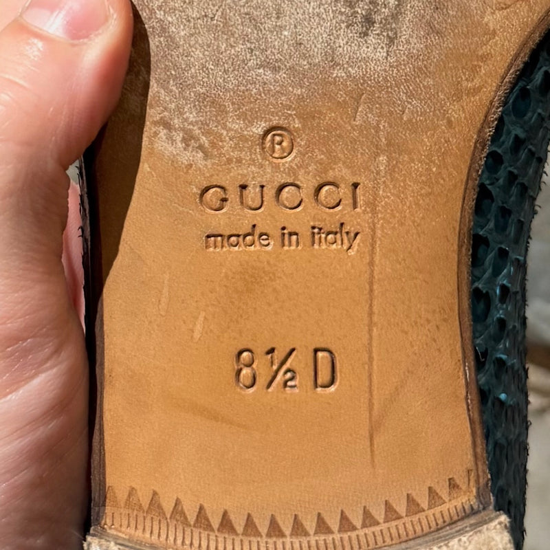 Stamps of Gucci Turquoise Python Horsebit Loafers