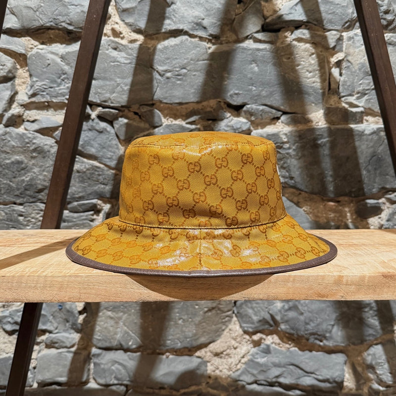 Another angle of Gucci X Adidas Brown Logo GG Crystal Bucket Hat