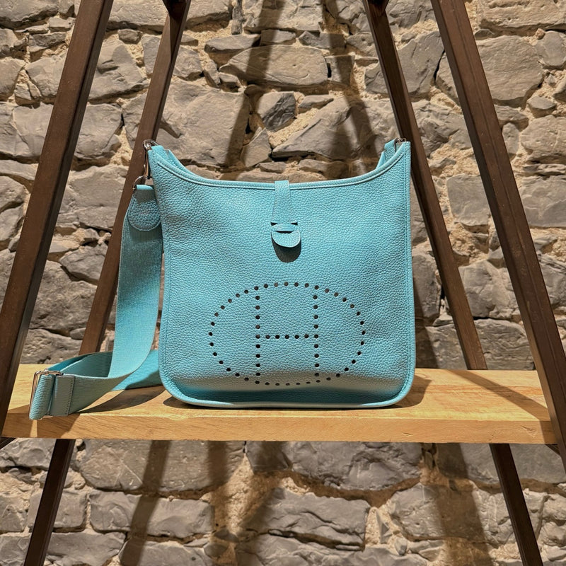 Main photo of Hermès 2015 Bleu Atoll Clemence Evelyne III Crossbody Bag