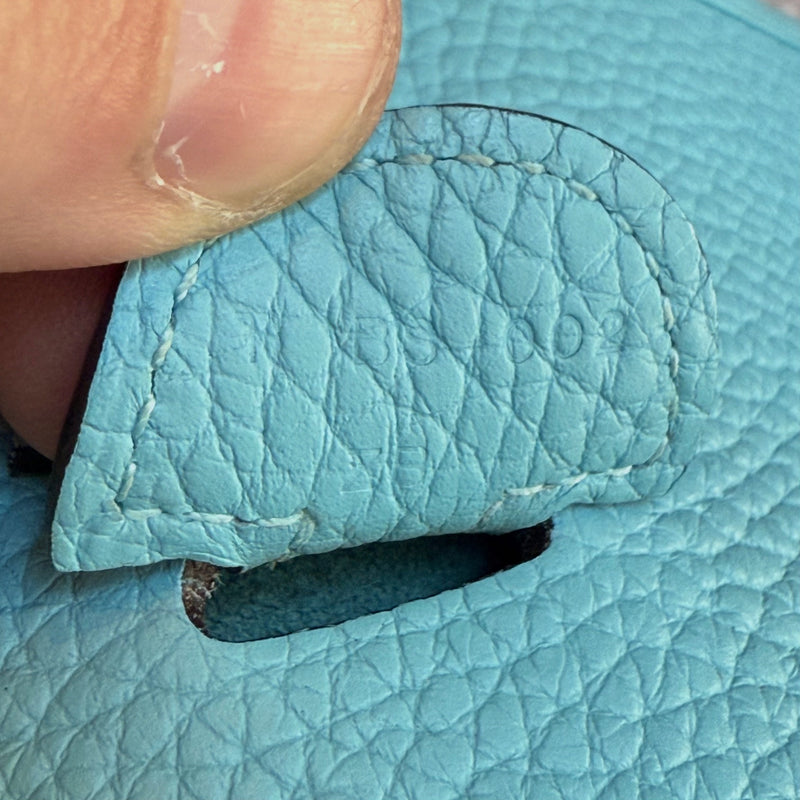 Stamps of Hermès 2015 Bleu Atoll Clemence Evelyne III Crossbody Bag