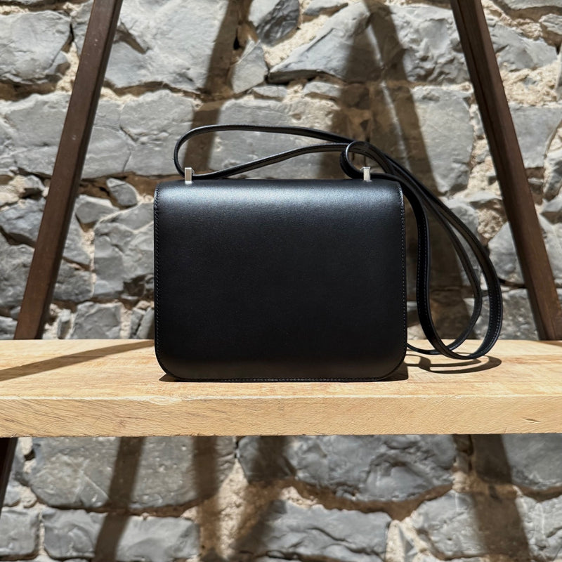 Back view of Hermès 2021 Limited Edition Black Monsieur Studio Disco Mini Constance III 18 Bag