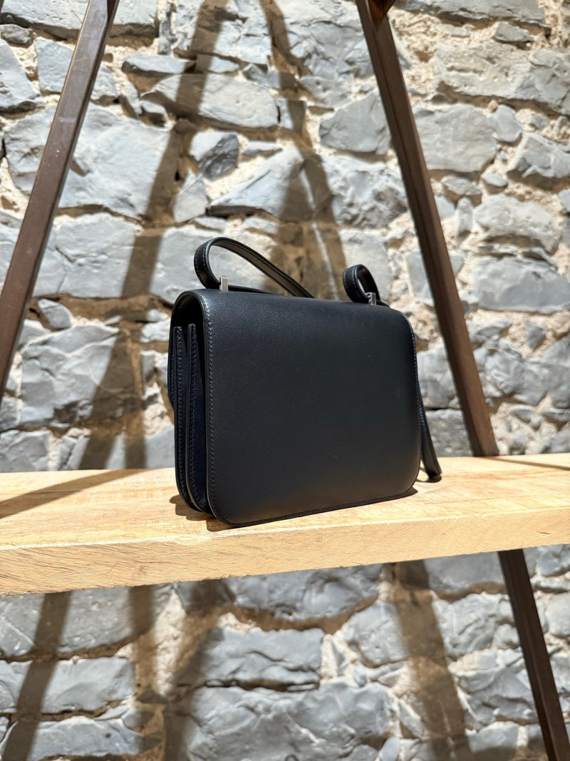 Side back view of Hermès 2021 Limited Edition Black Monsieur Studio Disco Mini Constance III 18 Bag