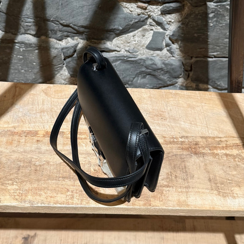 Top view of Hermès 2021 Limited Edition Black Monsieur Studio Disco Mini Constance III 18 Bag