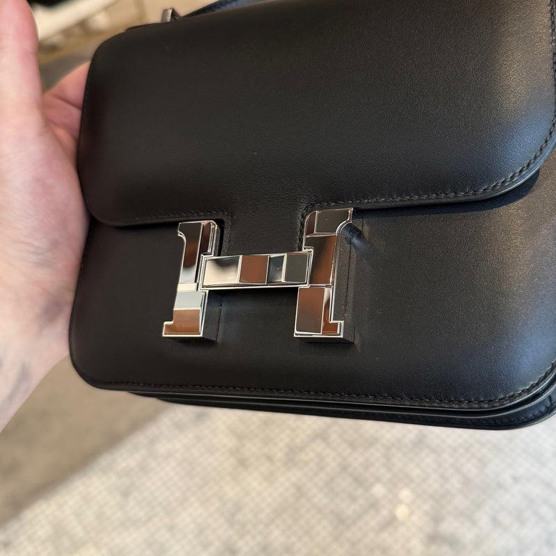 Front view of Hermès 2021 Limited Edition Black Monsieur Studio Disco Mini Constance III 18 Bag