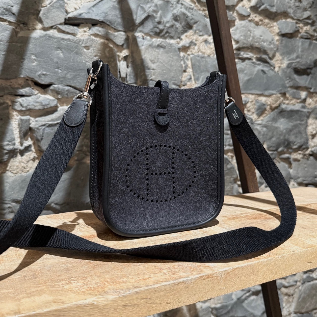 Hermès 2023 Black Wool Feutre Evelyne 16 TPM Crossbody Bag