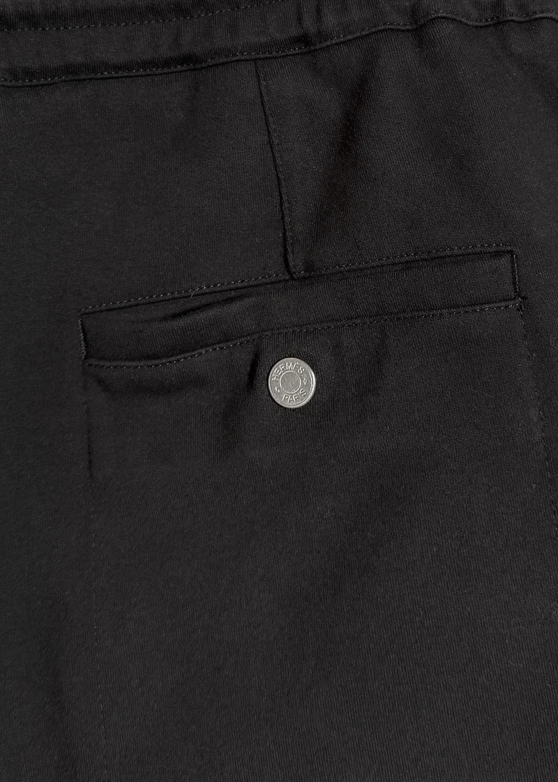 Back branded buttoned pocket of Hermès Black Cotton Zippered Cuff Details Jogger Pants