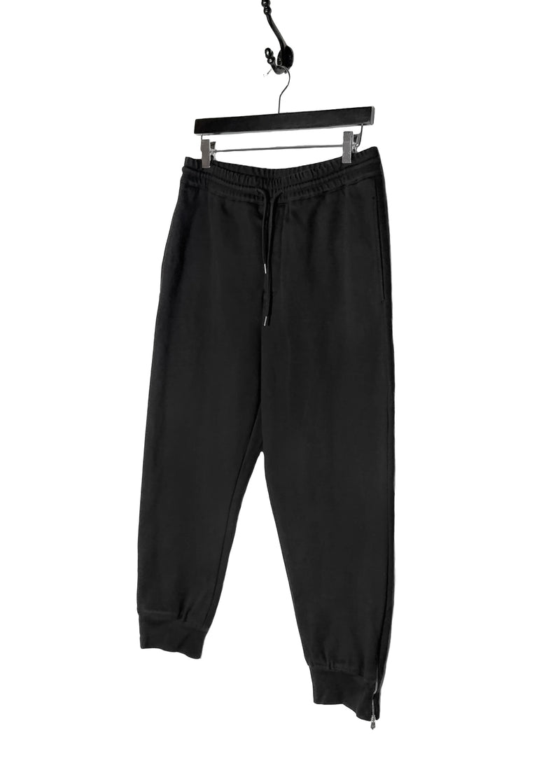 Front side of Hermès Black Cotton Zippered Cuff Details Jogger Pants