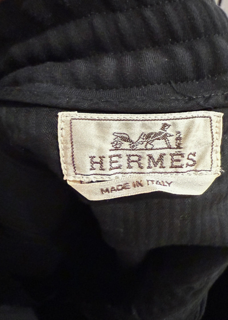 Brand patch of Hermès Black Cotton Zippered Cuff Details Jogger Pants