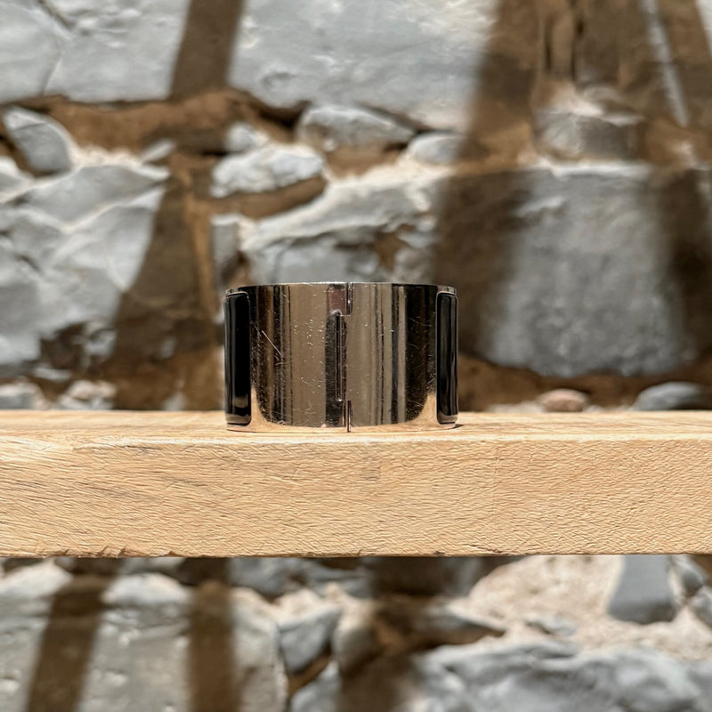 Back view of Hermès Black Enamel Extra Wide Clic Clac H PHW Bracelet